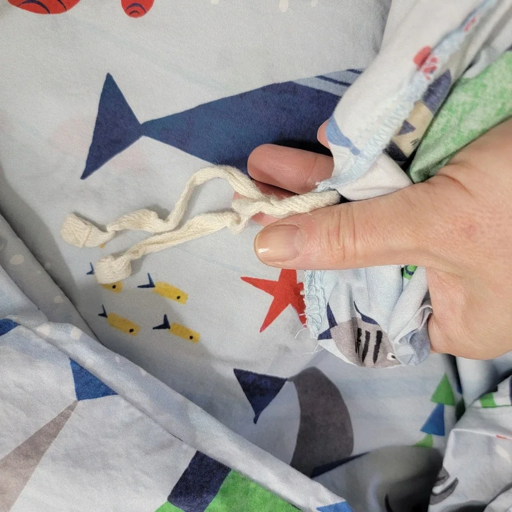 Pottery Barn Kids Organic Ocean‎ Explorer Full Queen Duvet Cover Shark Submarine